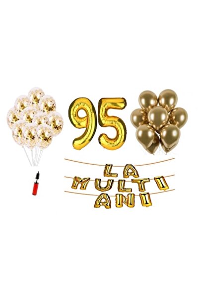 OEM Set de 33 de baloane - „La Multi Ani” aniversare 95 de ani, numere folie ...