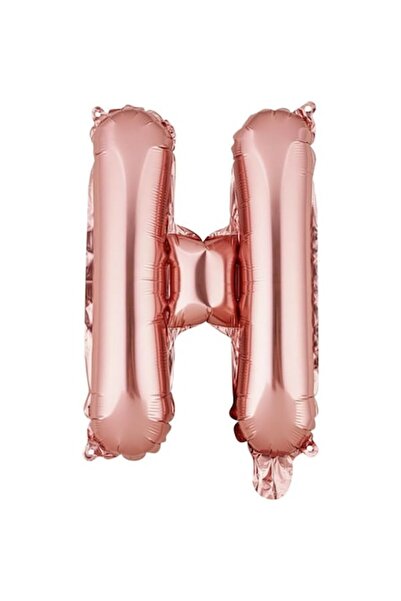 Danex Metallic Foil Balloon Letter H, 40 cm, Rose Gold (Helium or Air, Straw Included)