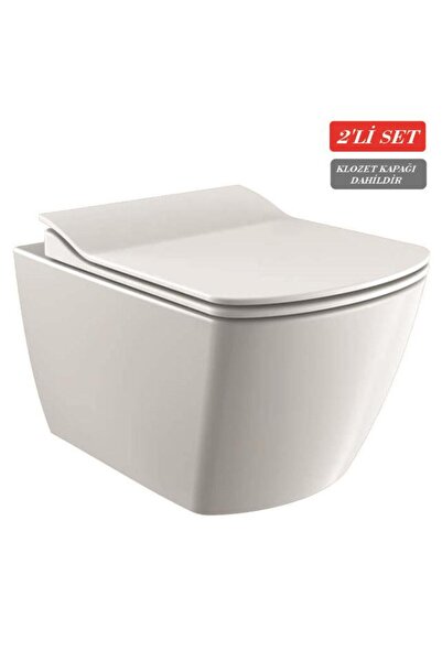 Creavit Elegant Rim-Off Kanalsız Asma Klozet (EG321.00) + Elegant TP Yavaş Kapanan Kapak 2'li Set