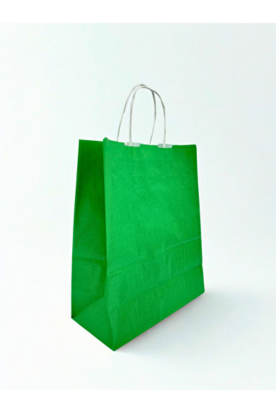 Smartbox حقيبة ورقية خضراء من الكرافت بمقبض حلزوني مقاس 25x31x12 سم - حقيبة ت...