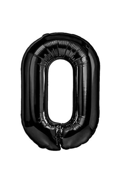 Danex Metallic Foil Balloon - Number 0, 100 cm, Black, Straw Included