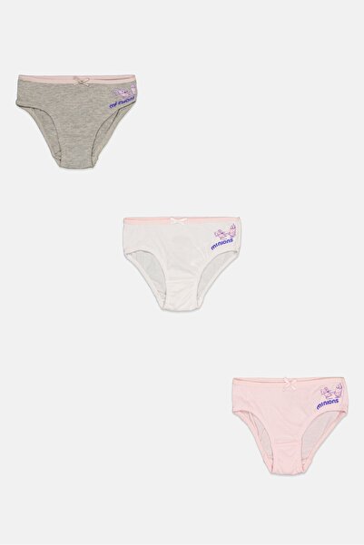 Minions Kids Girl 3 Pieces Graphic Print Briefs, Multicolor