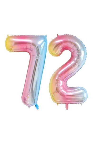 Domi Party & Gifts Set of 2 foil number balloons, Rainbow, 72nd birthday, 100 cm