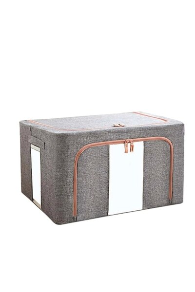 Danex Foldable Storage Box 66 L, Textile, 50x40x33 cm, Gray, Metal Frame, Plastic Base, Zipper