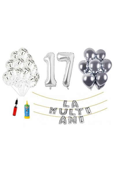 Domi Party & Gifts Set 34 baloane, La mulți ani de 17 ani, numere folie 100 c...