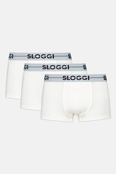SLOGGI Men 3 Pieces Brand Logo Hipster Briefs, Off White