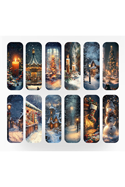 OBRO Σετ 12 σελιδοδεικτών OBRO® για το χειμώνα και τα Χριστούγεννα – Σιωπηλά φώτα, vintage εικονογραφήσεις, γυαλιστερό premium