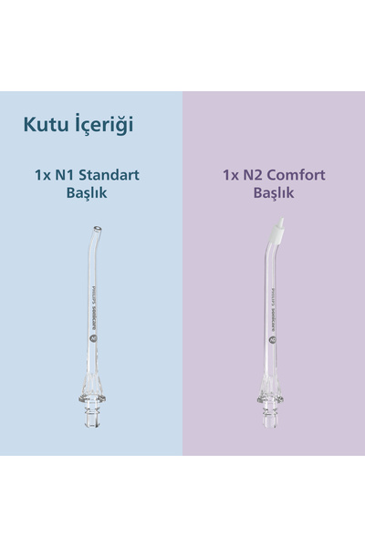 Philips Sonicare Kompakt Ağız Duşu 2li Yedek Başlık, N2 Comfort, N1 Standart başlık, HX3072/00
