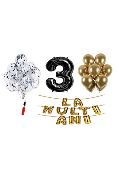 Domi Party & Gifts Set 32 ​​baloane, Domi Party & Gifts, La mulți ani de 3 an...