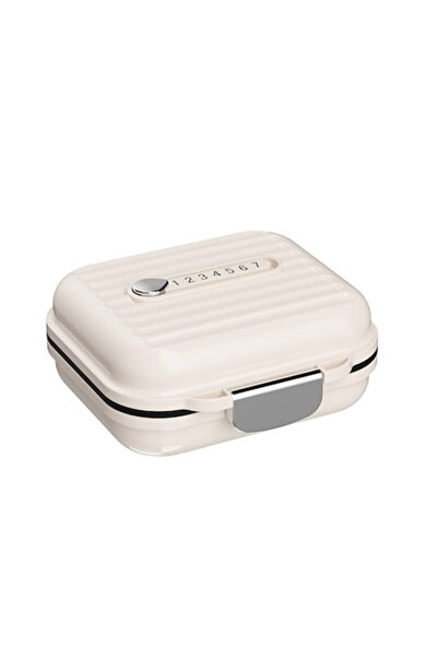 DAMUR Medicine or Supplement Box, Beige, 7 Compartments, Portable and Compact...