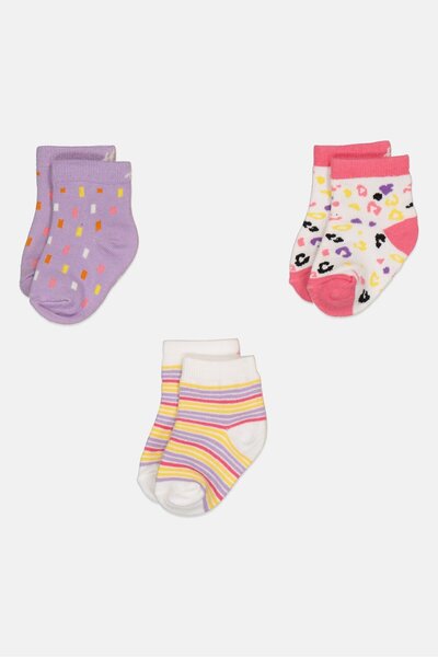 Hamleys Toddlers Girl 3 Pair Allover Print Socks, Multicolor