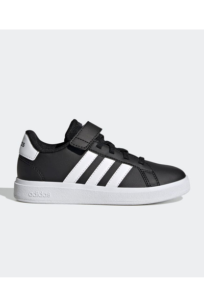 adidas حذاء جراند كورت 2.0 للأطفال برباط مطاطي وخطاف وحلقة - أسود