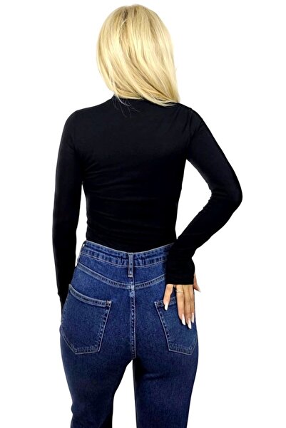 FashionForYou Clarissa midi bag, with high collar and finger slit, Black