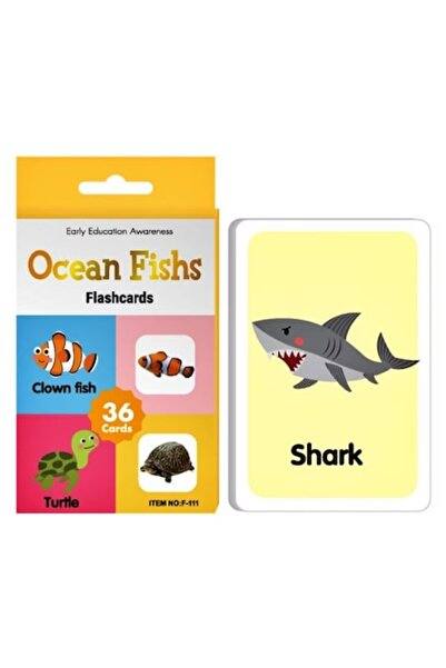 OEM Set educativ 36 cartonase animale marine si pesti – Joc de invatare pentr...