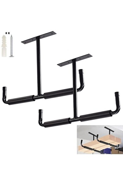 SIPEDO Set de 2 cârlige metalice în formă de T, montare pe tavan, depozitare snowboard, schiuri, caiac, produse de grădinărit,