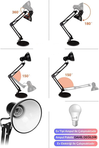 NUBLADO Masa Lambası Akrobat Yaylı Metal 360° Açılı Ayarlanabilir Hareketli Ç...