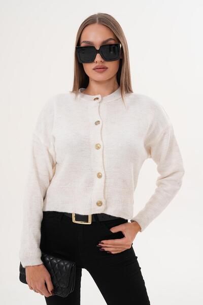 ŞİMAL Women's Button Closure Knitwear Knitted Cardigan 255388 -