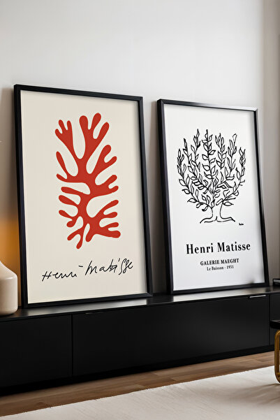 huhuli Ahşap Siyah Çerçeveli 2'li Set Tablo Huhu183