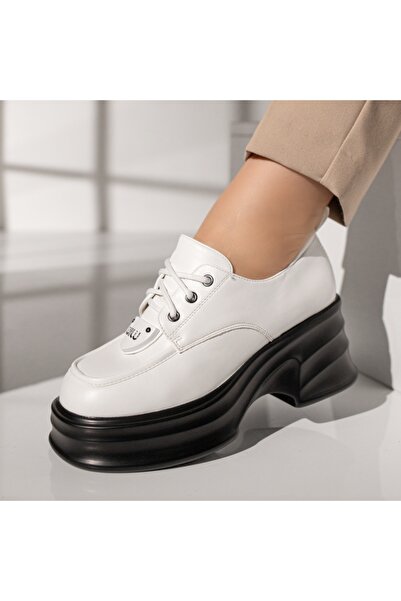 Modlet.ro Women's white casual platform shoes with zipper MOD11832