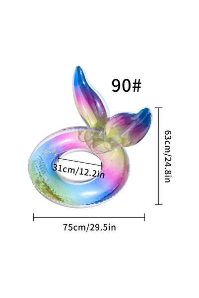 Choice 90 (لوزن 45-60 كجم) قطعة واحدة من عوامة حمام السباحة السميكة ذات الذيل قوس قزح، دائرة عوامة بسيطة للبالغين في الصيف، مناسبة لـ