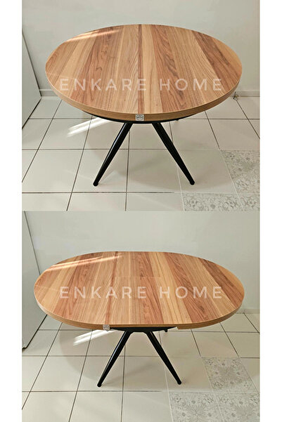 Enkare Oliva Yuvarlak Açılabilir Yemek Masası – 100x100 - 140 cm | 4-6 Kişilik | Mdf Mutfak ve Salon