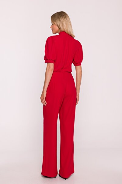 Stylove s421 Short-sleeved jumpsuit with bow tie