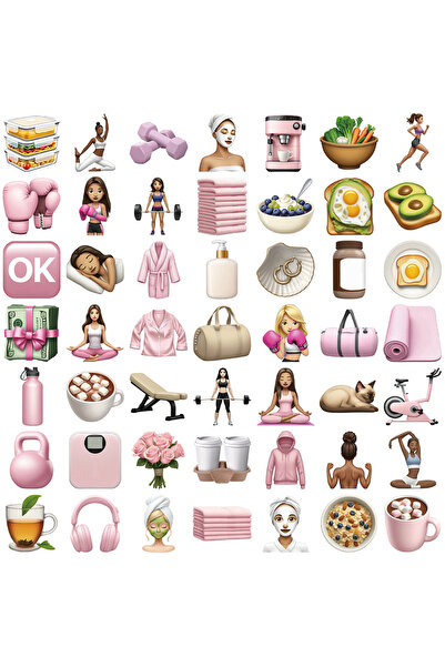 Choice 50 قطعة من ملصقات فتاة الصالة الرياضية، ملصقات جمالية مقاومة للماء، زج...