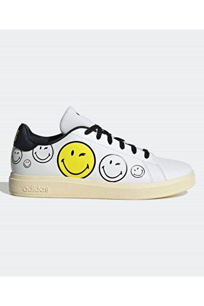 adidas حذاء Smiley Advantage Base 2.0 للصغار - أبيض سحابي/أصفر لامع/أسود أساسي