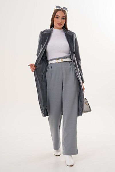 ŞİMAL Kadın Kuşaklı Peluş Kaban 255407 -