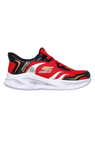 SKECHERS Slip-ins S-Lights Meteor-Lights Brisk Beams Light Up Shoes - Red & Black