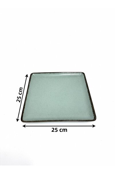 Kütahya Porselen Modern 2 Piece 25 X 25 cm Flat Plate Green (with Emblem)