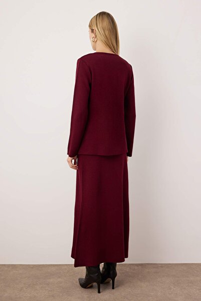 Trendyol Modest Mürdüm arany gombos kötöttáru szoknyakészlet TCTAW26US00011