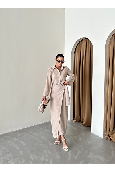 Laluvia Kávé színű, fűzős szoknyakészlet