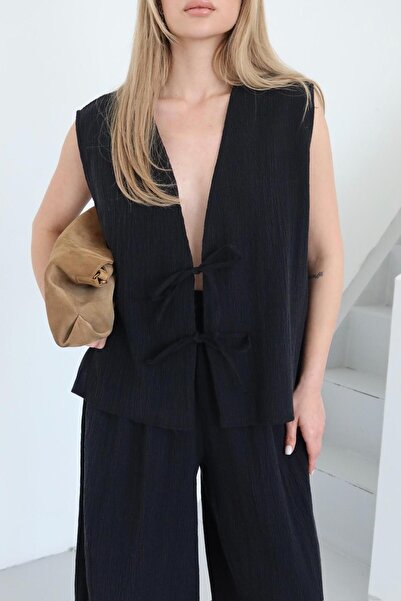 Laluvia Fekete Samantha nyakkendős mellény nadrág szett