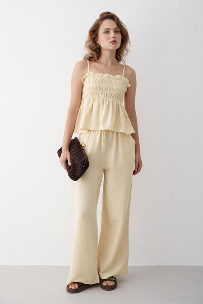 Laluvia Yellow Gipeli Blouse and Pants Set