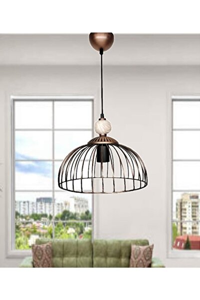 DEDE Dekoratif Krem Rengi Çinili Bakır Sarkıt Avize