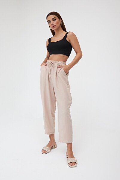 Laluvia Khaki Color Pocketed Ayrobin Shalwar Trousers