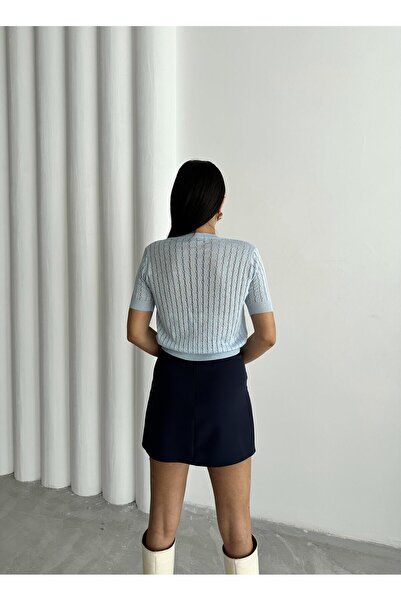 Laluvia Baby Blue Stella κοντομάνικη πλεκτή μπλούζα