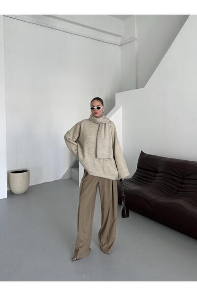 Laluvia Karamel Beli Button Pleated Detailed Trousers