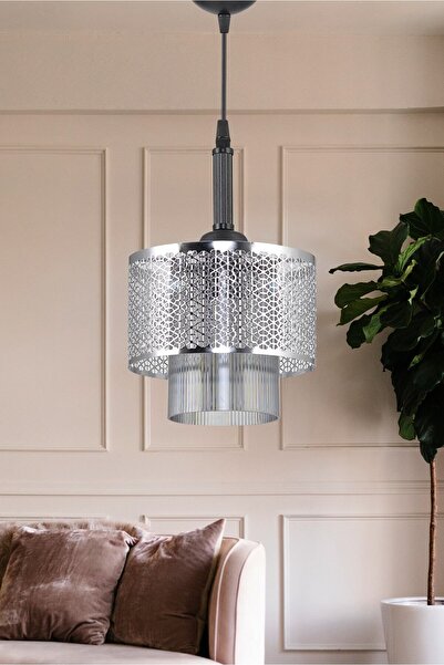 DEDE Tekli Motif Sarkıt Avize Krom Modern Tasarım