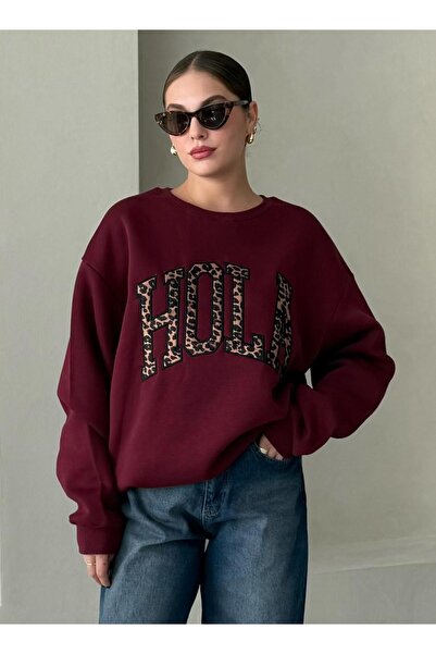 Laluvia سويت شيرت بطبعة Hola باللون العنابي