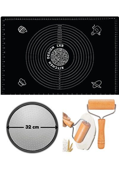 Atlas Mutfak بساط تشكيل العجين من السيليكون الأسود مقاس 45 × 65 سم، صينية بيت...