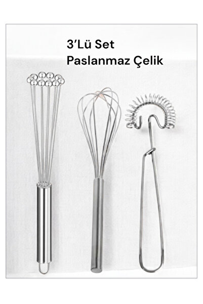 Trend Home Life Stainless Steel Whisk Set of 3. Egg Beater Frother Whisk