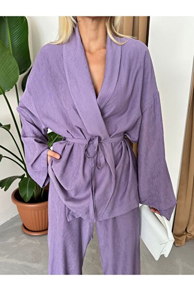 Laluvia Zöld kendőgalléros kimonó nadrág szett