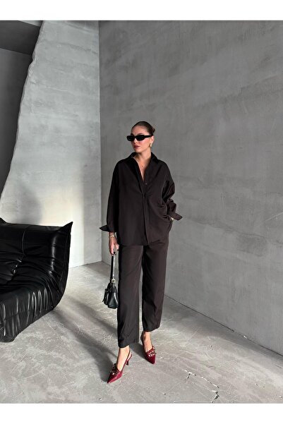 Laluvia Fekete Merlin öves ing nadrág szett