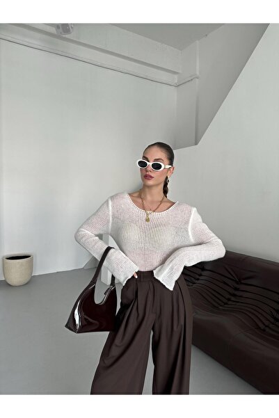 Laluvia Ecru Transparent Sweater