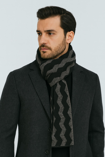 Sebir Moda Zikzak Desenli Triko Atkı
