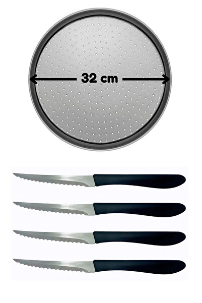 Atlas Mutfak صينية بيتزا مثقبة متوسطة الحجم، صينية لاهماكون 32 سم وسكين بيتزا...