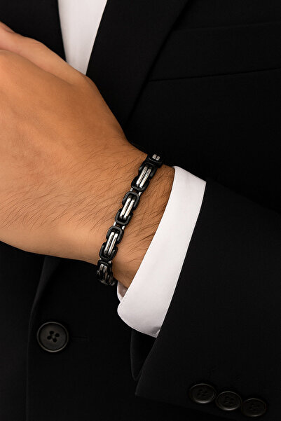 TREND COLLECTİON Erkek Gümüş Çelik Kalın Kral Maskülen Erkek Bileklik