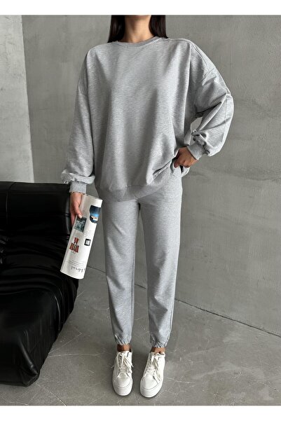 Laluvia Gray Riven Long Sleeve Elastic Leg Set